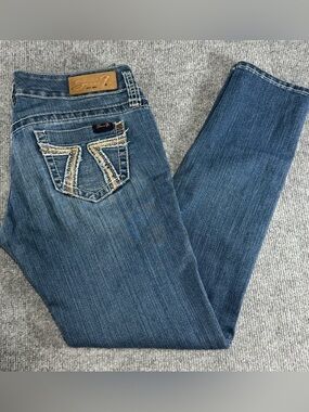Seven7 Low Rise Skinny Jeans 28 Sequin Pocket Thick Stitch Y2K McBling Glam